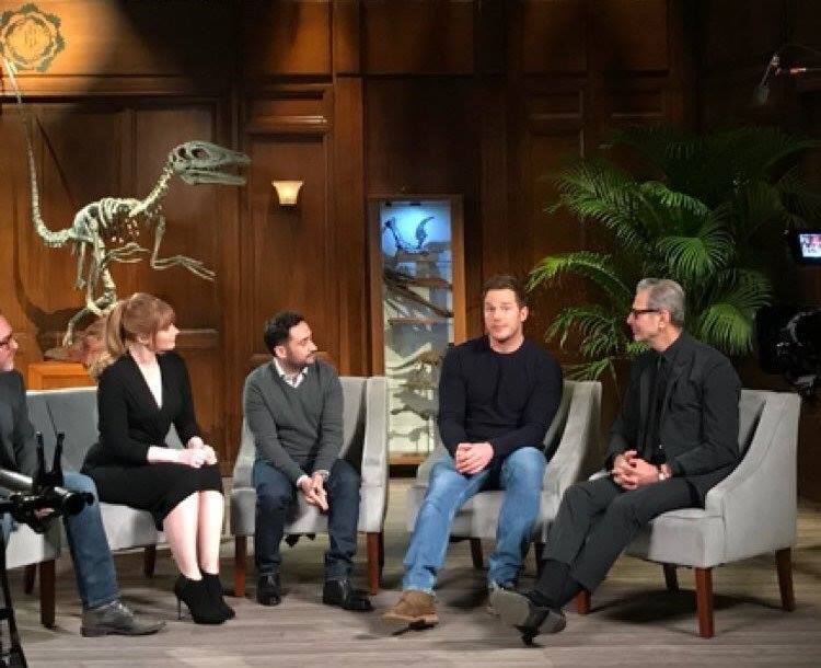 Colin Trevorrow, Bryce Dallas Howard, J.A. Bayona rendező, Chris Pratt és Jeff Goldblum