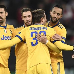 A Juventus játékosai az Olimpiakosz elleni győzelemről