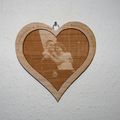 Fából készült szív fényképgravírozással
