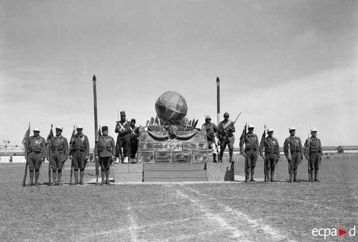 Resize of Legionnaires of the 6e REI with their own War Memorial, celebrating Camerone Day at Homs, Syria in April 1940.jpg