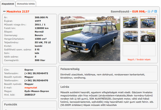 karotta: Moszkvics kombi hirdetés