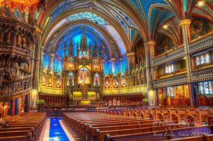 Grandiózus fényinstalláció a kanadai Notre-Dame bazilikában