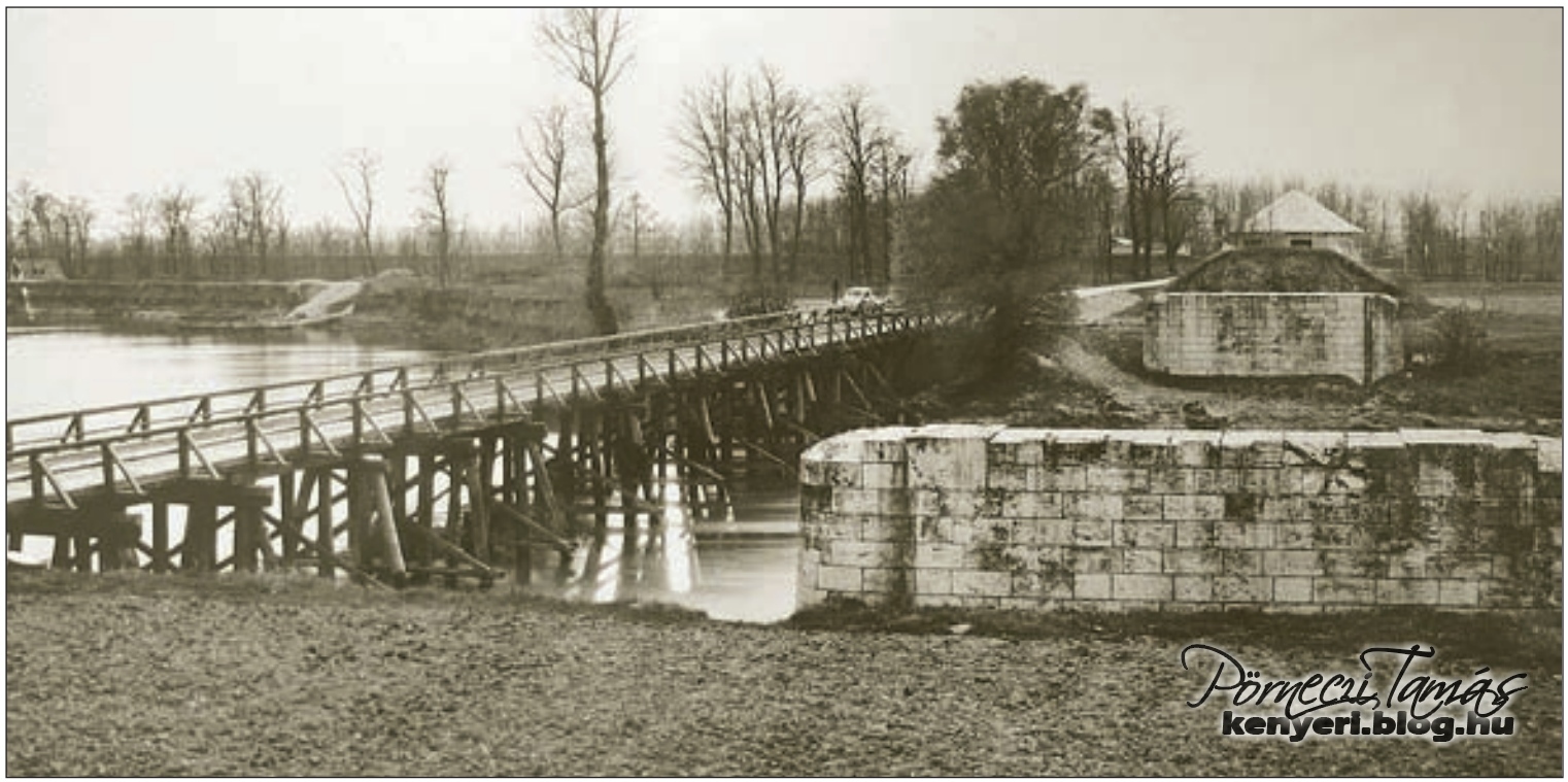 Az 1945. március 27-én felrobbantott ostffyasszonyfai Ragyogó híd pillérei mellé épített ideiglenes híd. Érdekessége, hogy egy árvíz elsodorta, így évekig tutajjal közlekedtek a két part között.
