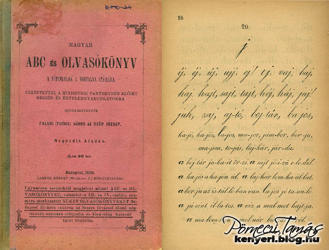 Magyar ABC és olvasókönyv kézíráshoz hasonló betűkkel, 1886