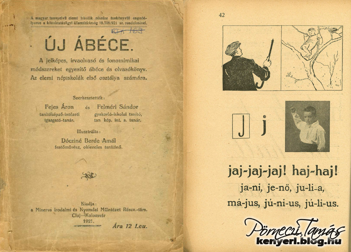 Kolozsváron kiadott Új ÁBÉCÉ könyv ábrákkal és fotókkal is segítette a tanulást 1921