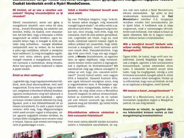 MangaFan-interjú az augusztusi Mondóban