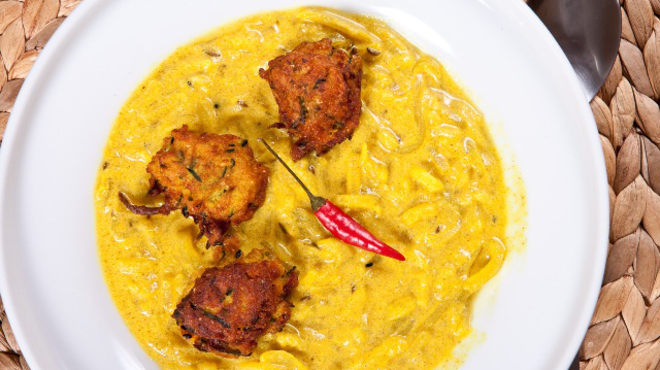 Tökfőzelék curryvel és cukkini kofta