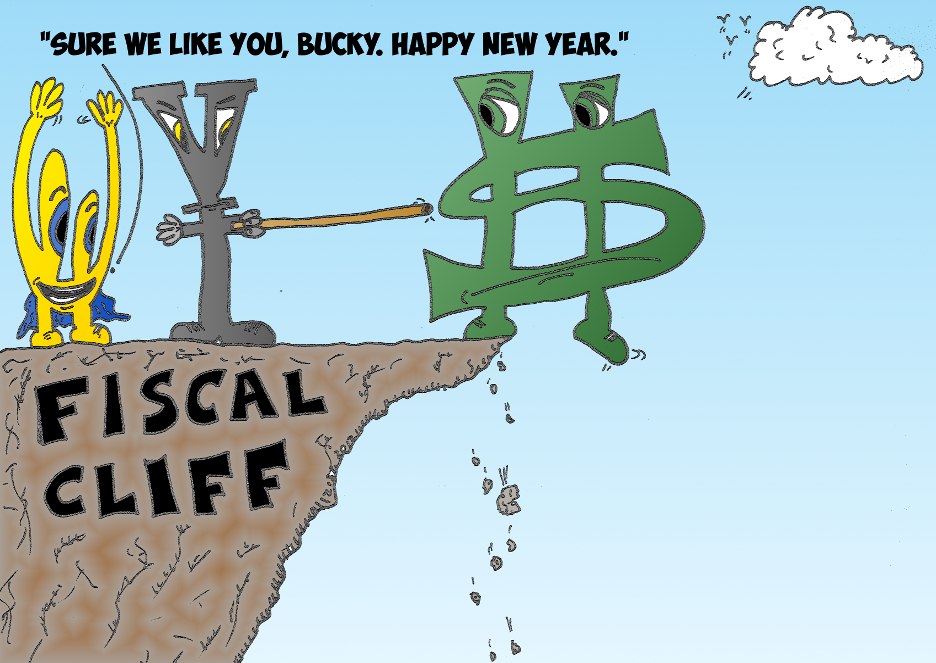 binary-options-news-comic-euroman-and-yen-pushing-bucky-off-fiscal-cliff.jpg