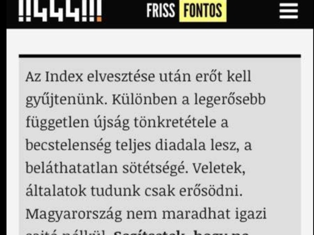 Az Index felett krokodilkönnyeket hullajtva gyűjt támogatást és közvetít a lap végjátékáról a konkurencia