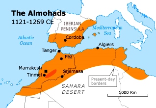 Az Almohád dinasztia területe