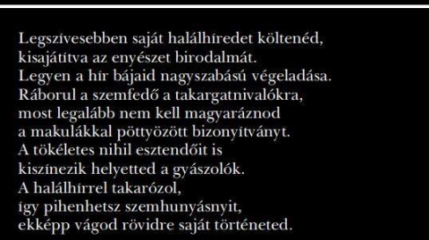 Részlet Térey János Halálhír című, Nagy Atilla Kristóf emlékére írt verséből; Holmi, 1999/2.