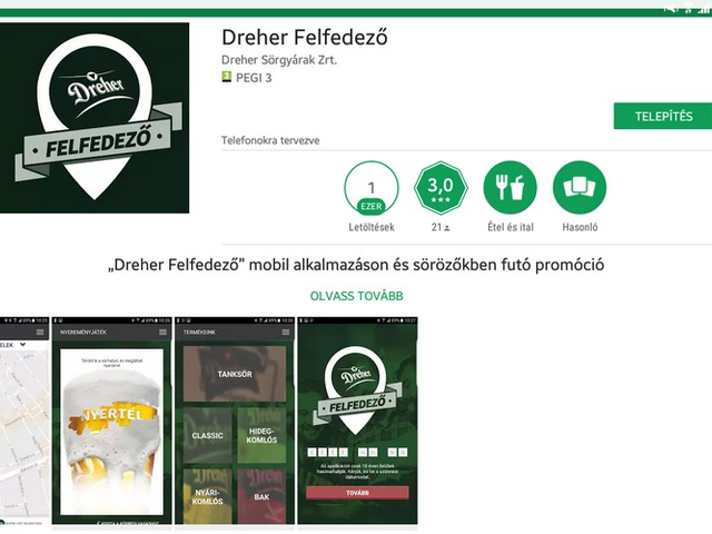 Dreher Felfedező app