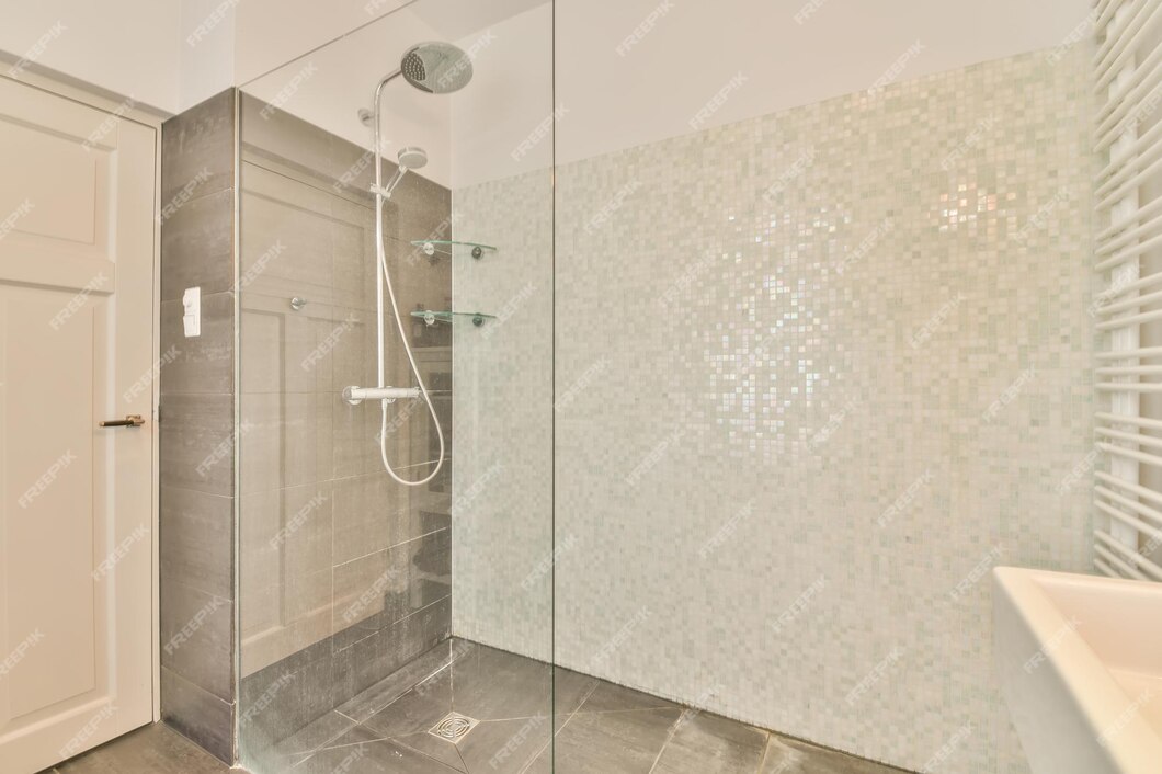 "Fürdőszoba Varázslat: Üveg Zuhanyfal és Csempék Táncolása a Felújítás Kavalkádjában"