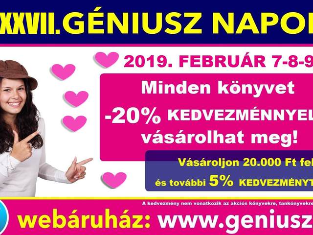 Közeleg a Valentin Nap! Nézz be a Szerelmes Géniusz Napokra február 7-től (csütörtök) és szerezbe -20% KEDVEZMÉNNYEL a legjobb könyveket párodnak!