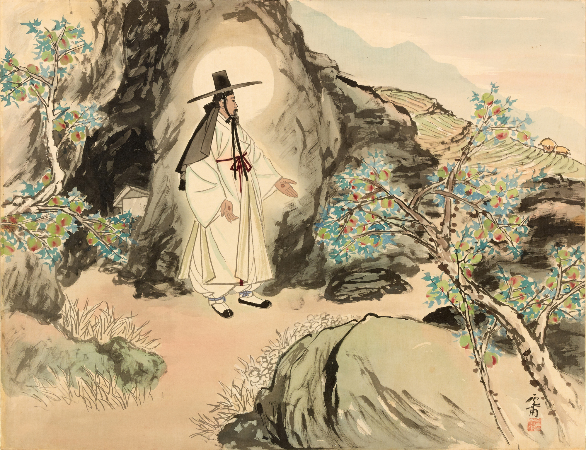 부활, Resurrection, Jézus feltámadása, 1952-53, selyemfestmény, 63.5 x73 cm, a Szöul Múzeum engedélyével