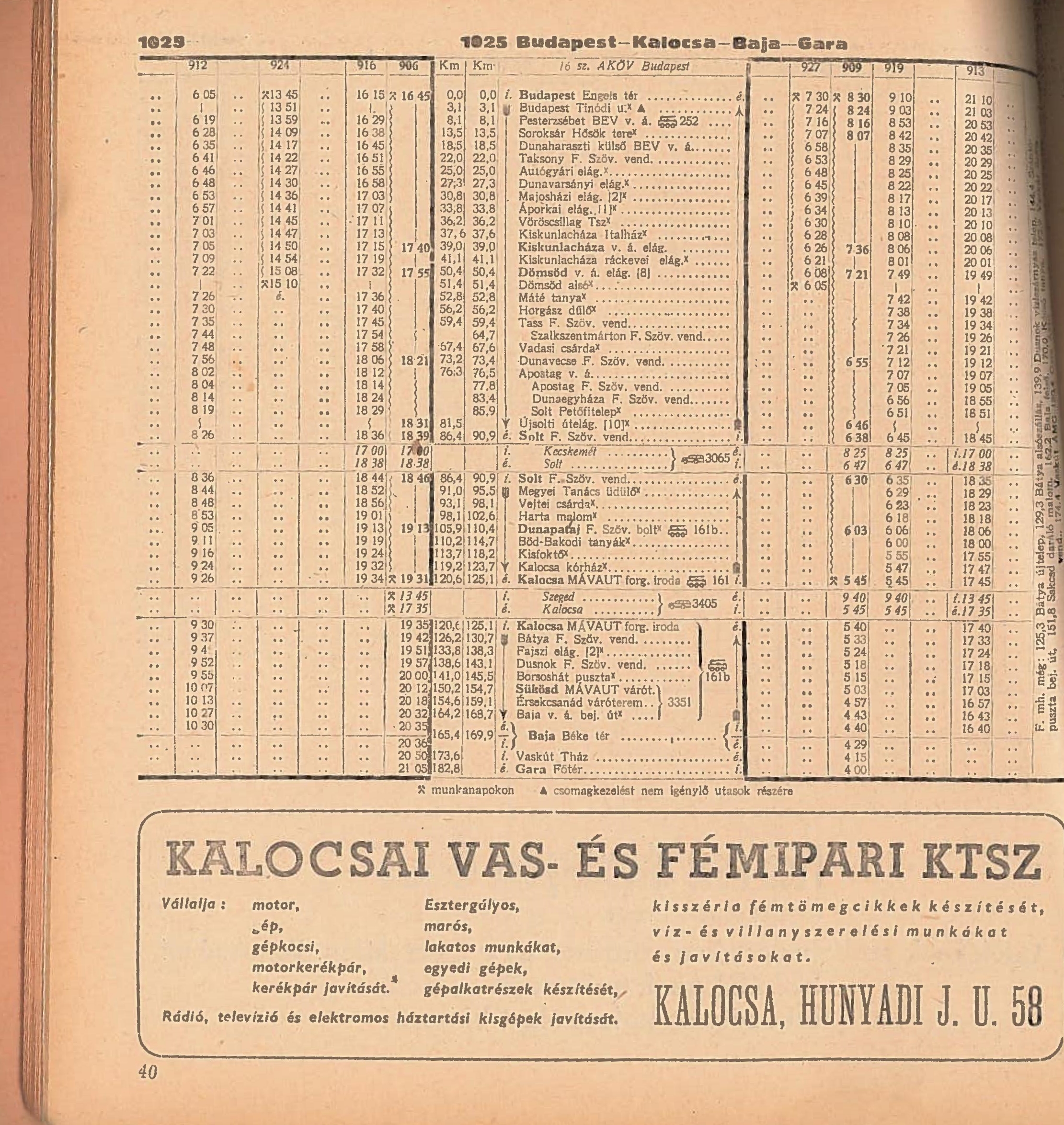 Gyűjteményem legrégebbi darabjából, az 1960-as nyári kötetből származik ez az oldal, mely tartalmazza az 51-es úti távolsági forgalom teljes kínálatát