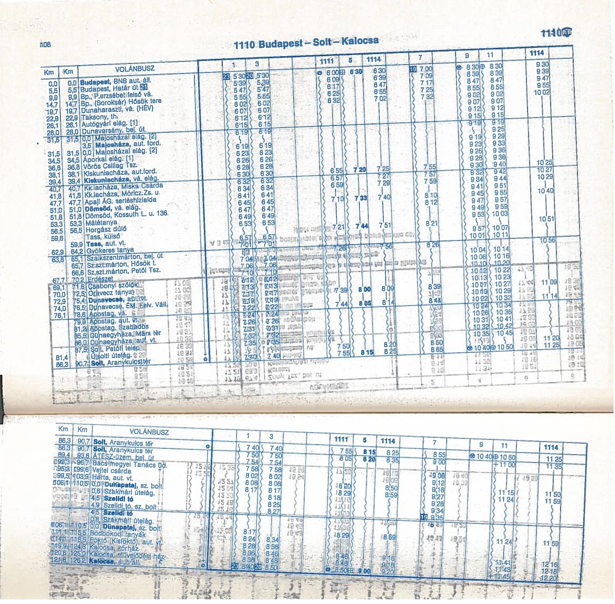 A válsztott legendás évszám: 1988 - a járatok immáron 6. éve a BNS-től indulnak. A járatszám pozitív, a menetrendkönyv papírjának vastagsága és minősége viszont negatív irányba változott 1979 óta...