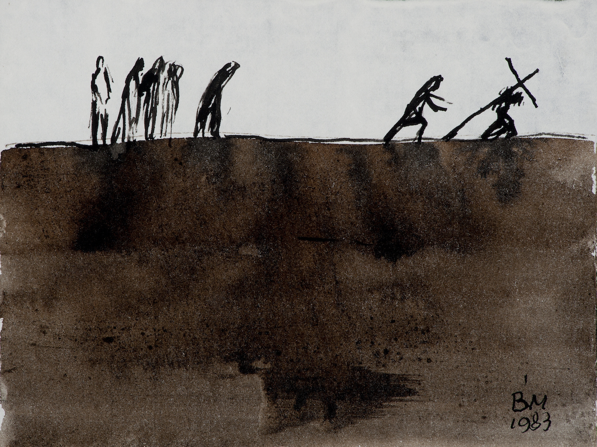 Keresztvitel (A mélyből kiáltunk) – 1983 tus, diópác, papír, 210x275 mm