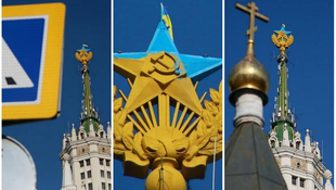Ukrán színeket kapott a moszkvai csillag