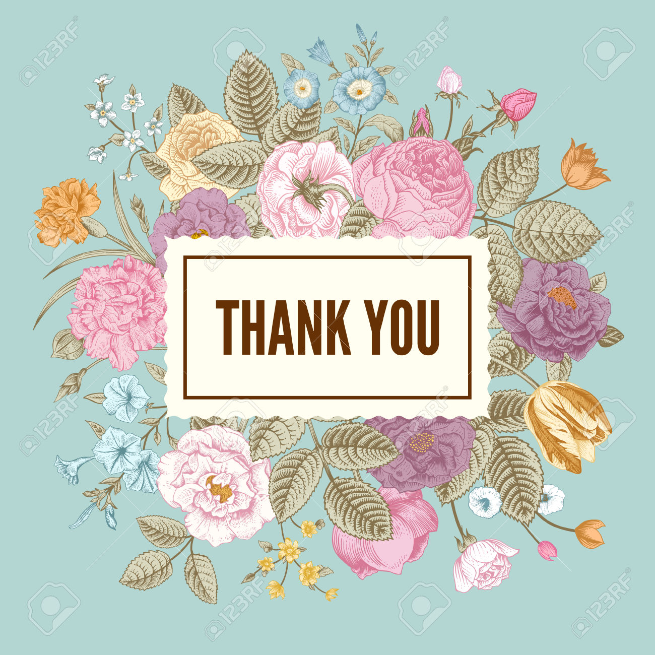 28403748-vintage-floral-vector-elegant-card-with-colorful-summer-garden-flowers-on-mint-background-thank-you--stock-vector.jpg