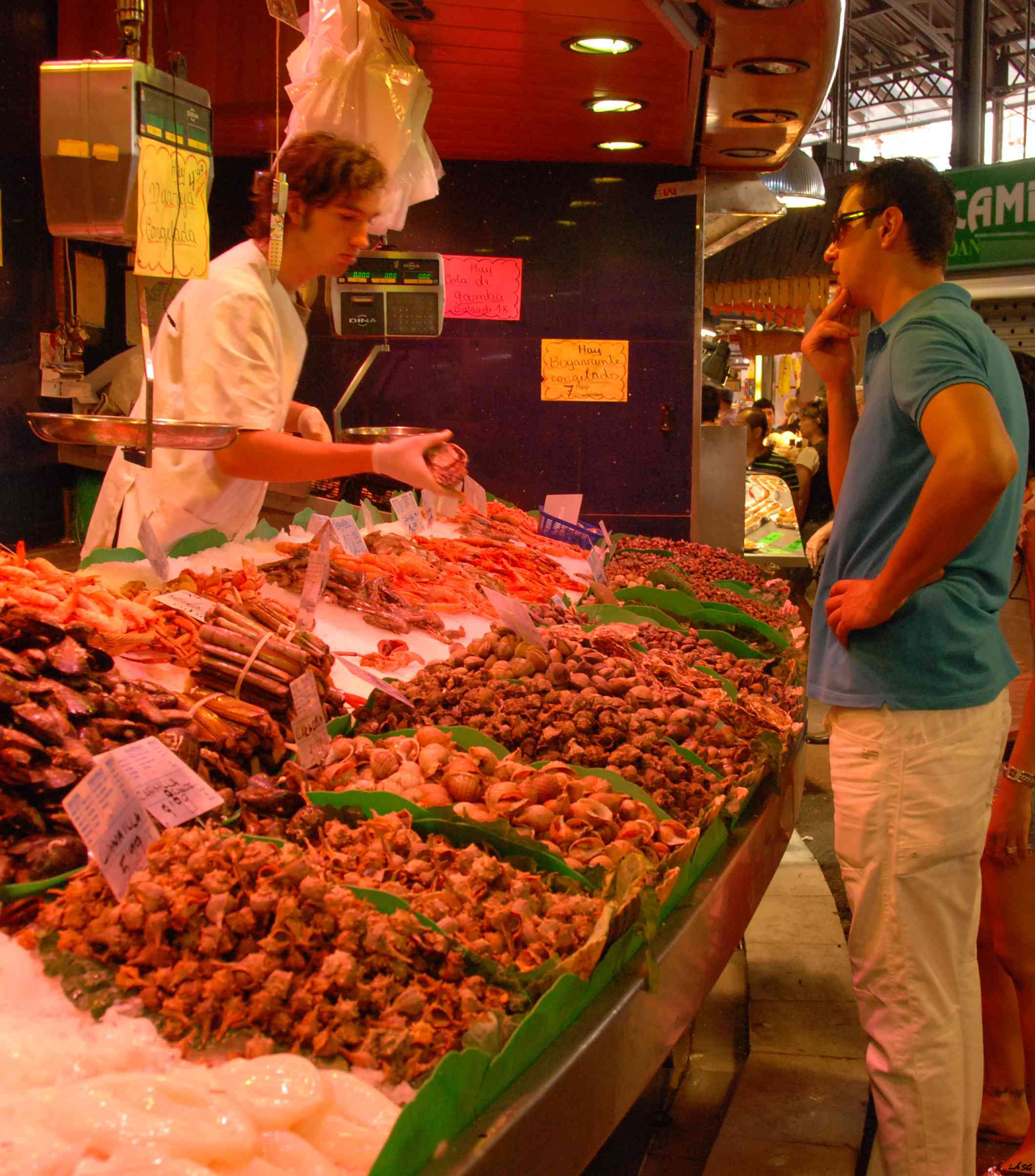 Piacon, a Ramblas közepénél