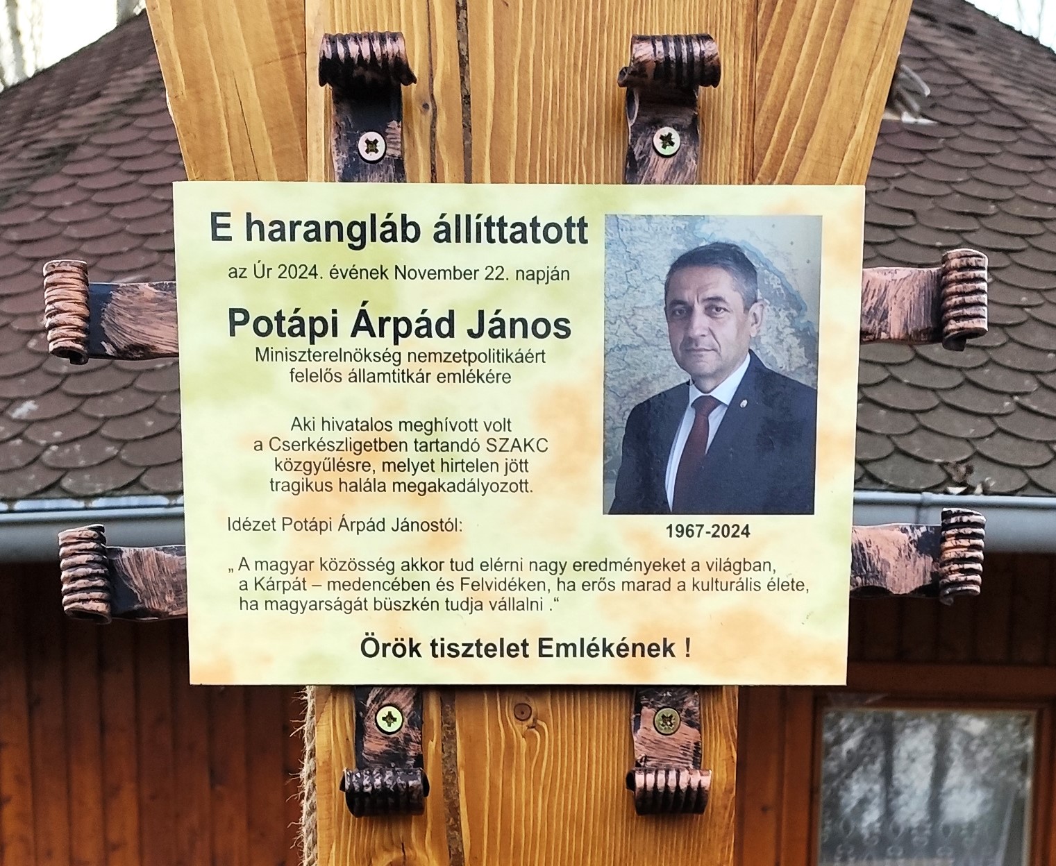 Harangláb avatása Potápi Árpád János nemzetpolitikai államtitkár tiszteletére és emlékére