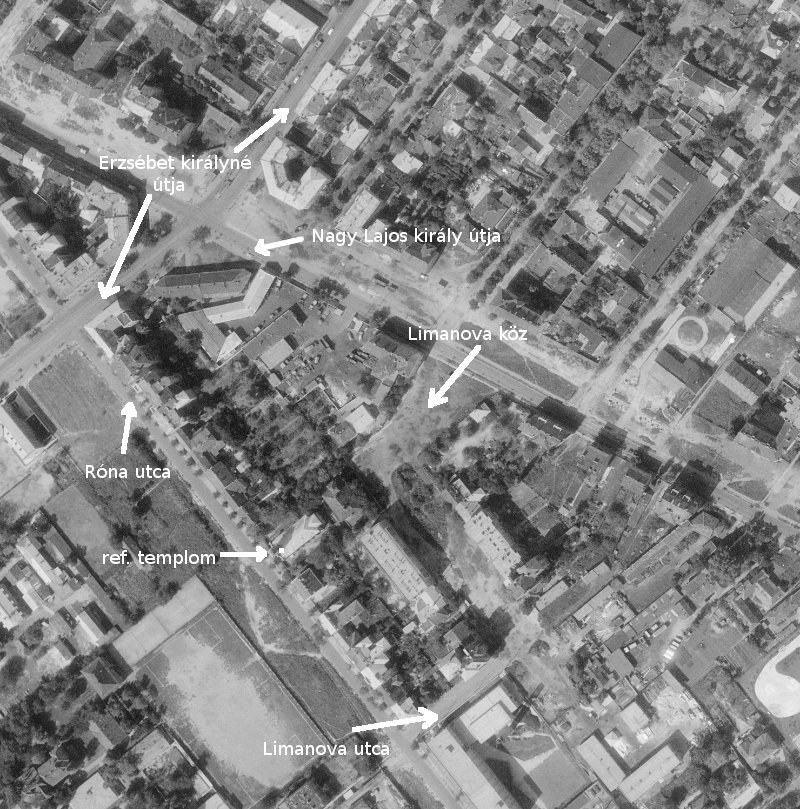 1963-as légifotó a Limanova térről