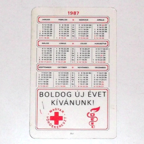 A Magyar Vöröskereszt 1987-es kártyanaptára