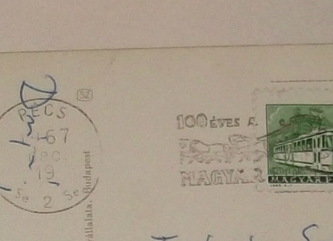 A képeslap feladás helye és ideje: Pécs 1967. december 19.