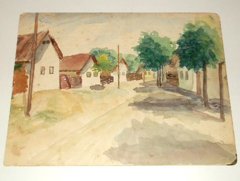 Házsor - utcarészlet - akvarell kép