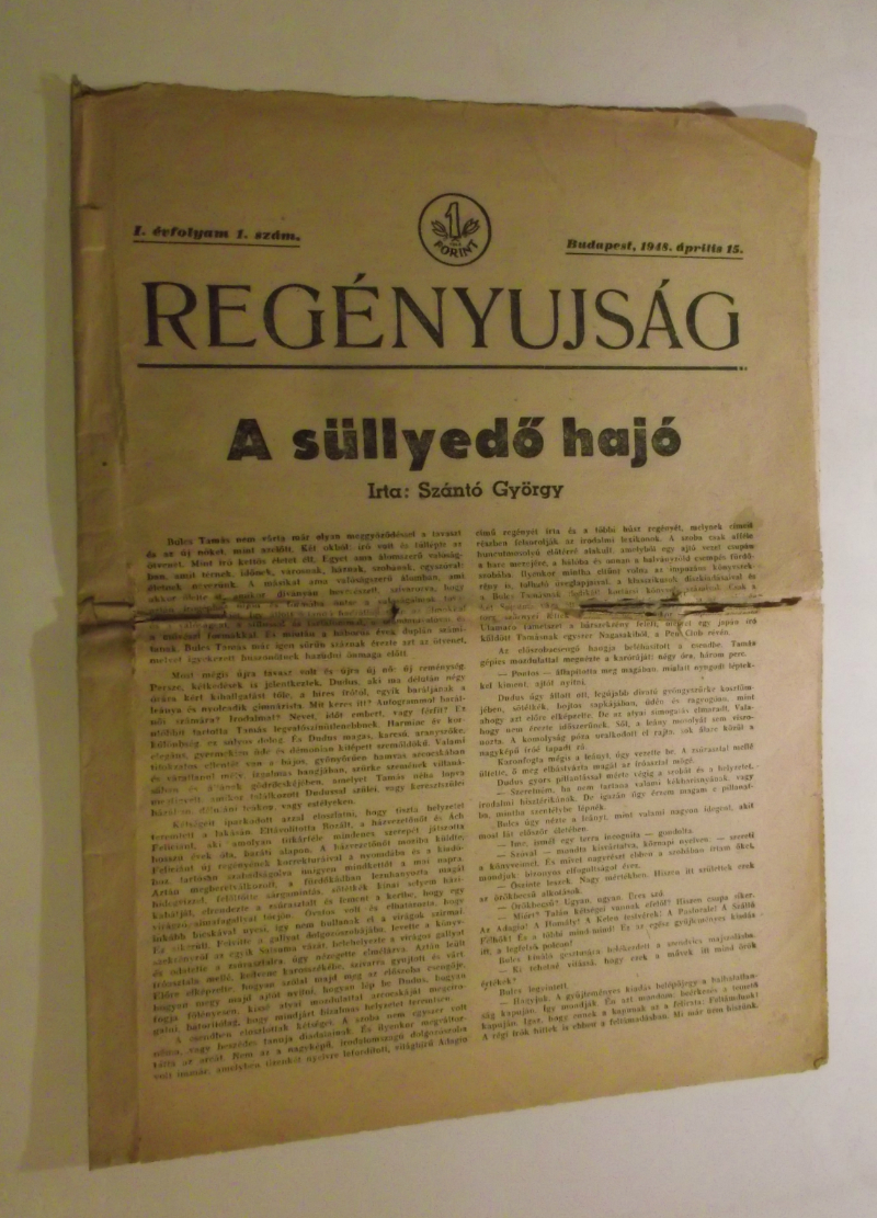 Regényujság - I. évfolyam 1. szám - Budapest, 1948. április 15.