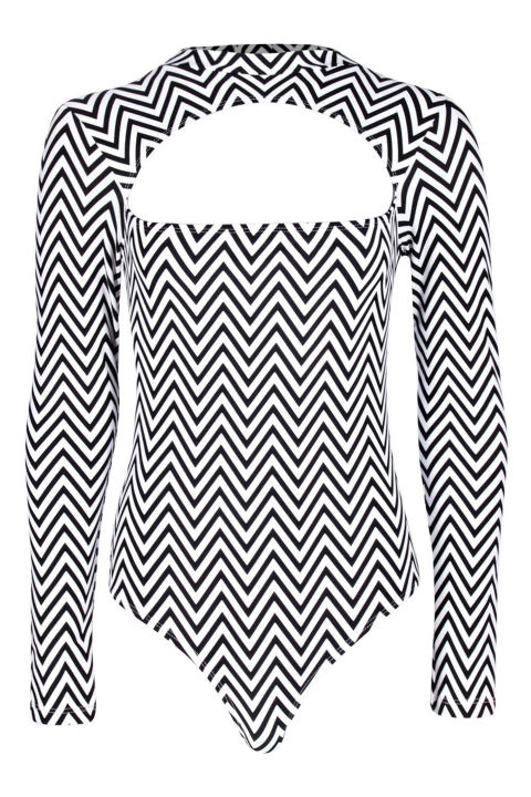 RIO ZIG ZAG CUT OUT LONG SLEEVE SWIMSUIT<br />http://www.boohoo.com