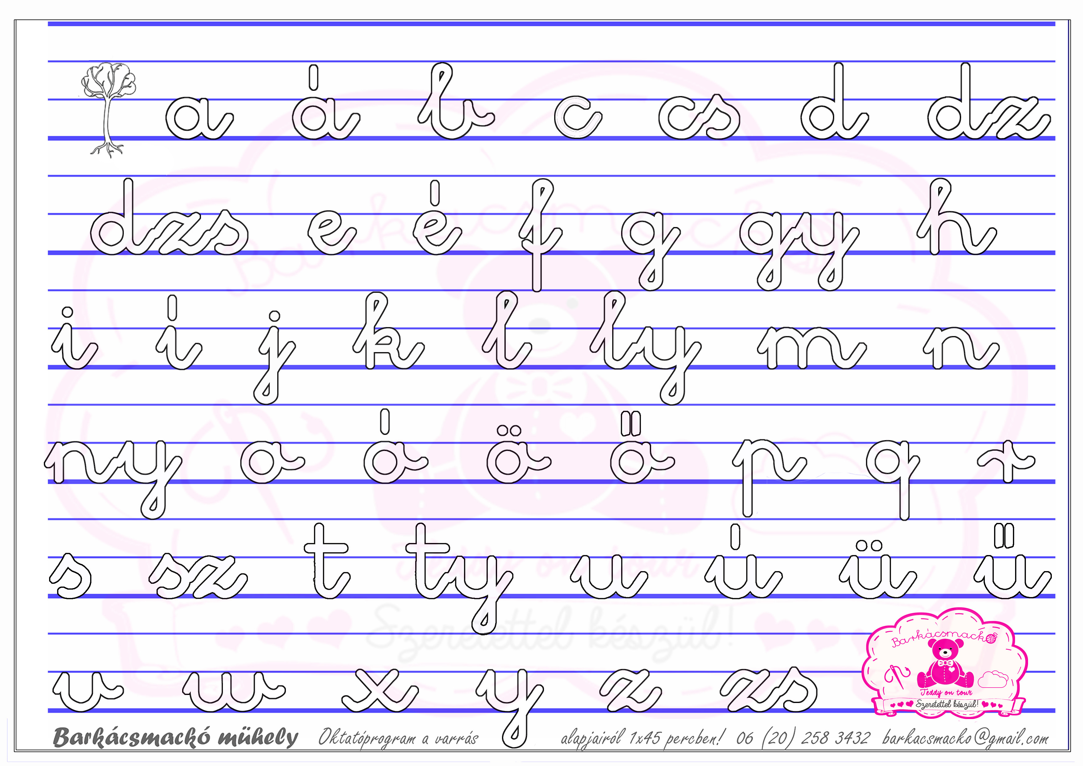 Színezhető abc, poszter nagyságban, kisbetűs, lombos fával