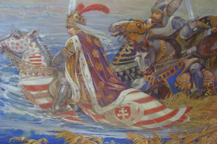 Vajai Kastély - Zsigmond Király - harci díszben (mennyezeti nagy festmény)