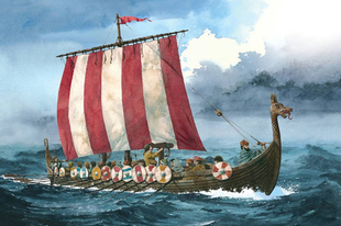 Viking Hajók Vitorlája - Árpádsávos - Vörös-Fehér