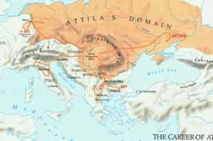 ATTILA, the HUN KING and ÁRPÁD - Map of Attila the Hun's Empire