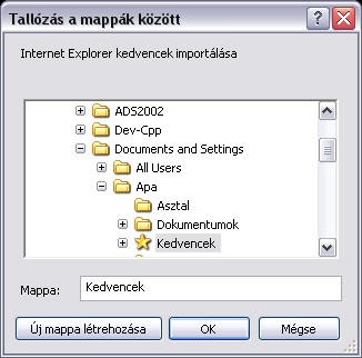 Internet Explorer könyvjelzők importálása