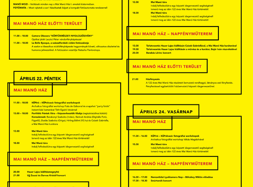 A Fotóutca Fesztivál programjai - 2016. április 22-24.