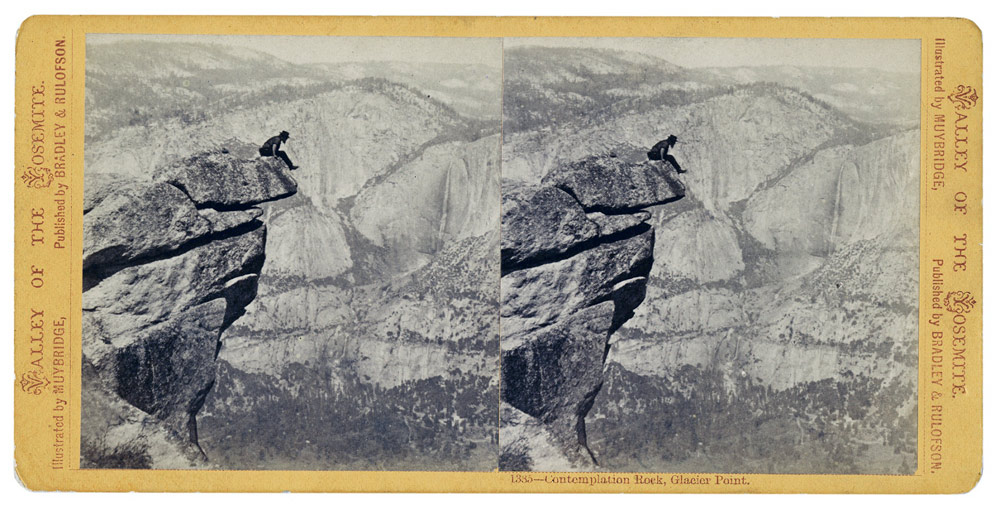Fotó: Eadweard Muybridge: Contemplation Rock, Glacier Point (1385), 1872, albumen stereograph © Collection of California Historical Society