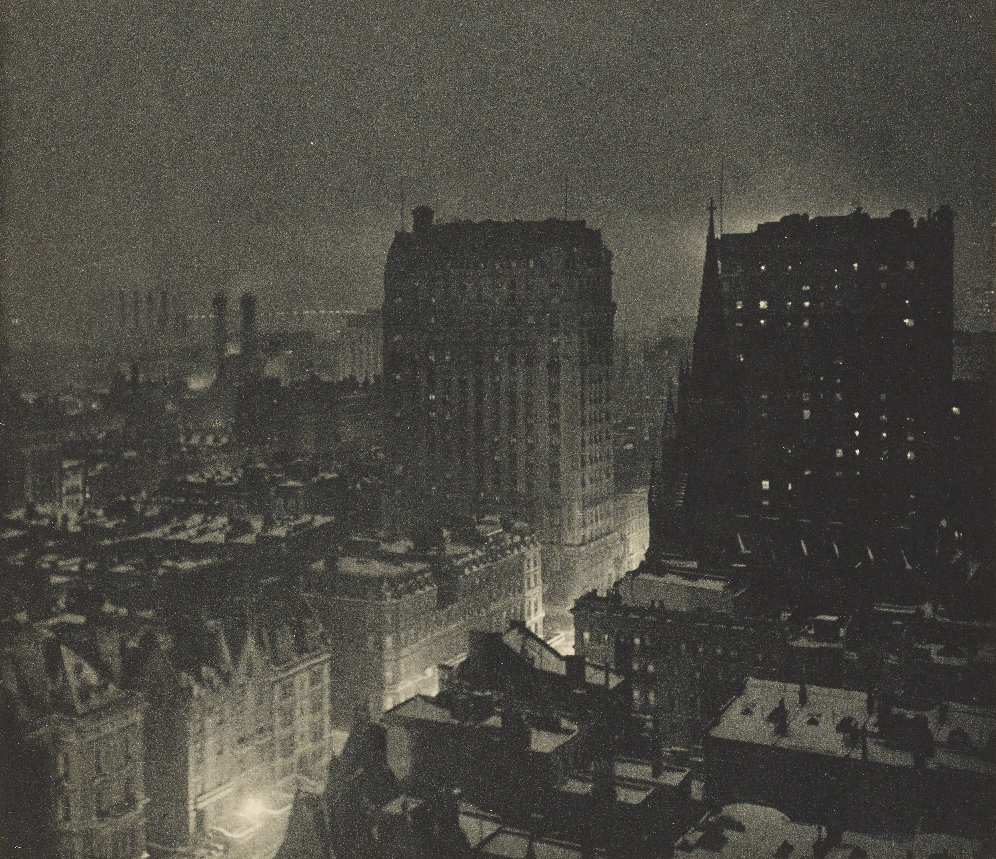 Fotó: Paul B. Haviland: New York at Night, 1914 (megjelent: Camera Work 46.; 1914)