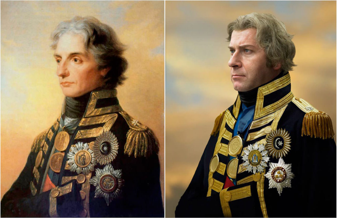 Fotó: Friedrich Heinrich Fuger: Horatio Nelson, 1800 © Royal Naval Museum, Portsmouth / Drew Gardner: William John Raglan Horatio Tribe (negyedik generációs leszármazott)