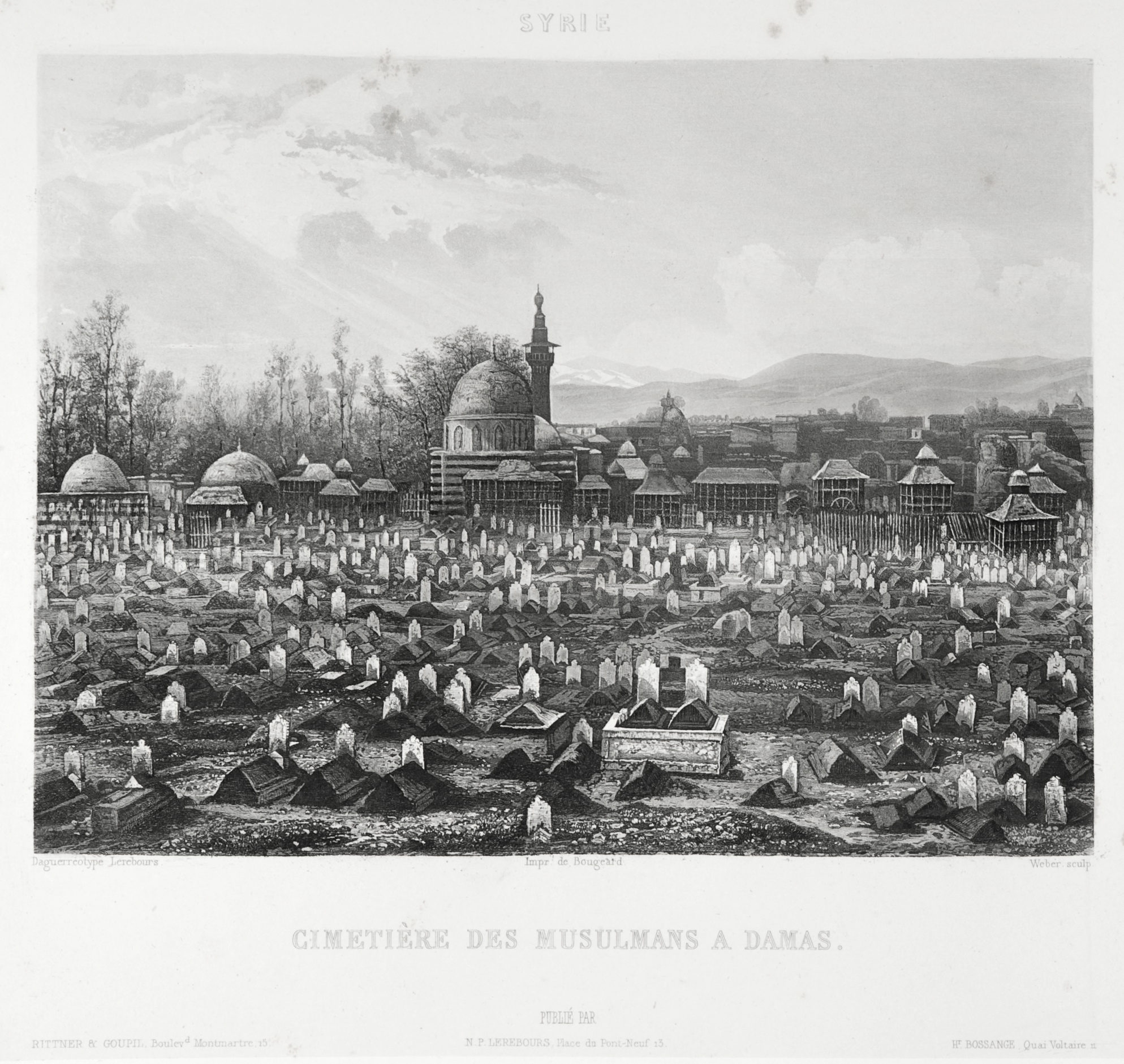 Fotó: Pierre-Gustave Joly de Lotbinière: Bab al-Saghir cemetery, Damascus, in March, 1840