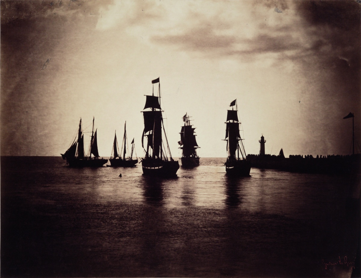 Fotó: Gustave Le Gray: Bateaux quittant le port du Havre, 1855/1856