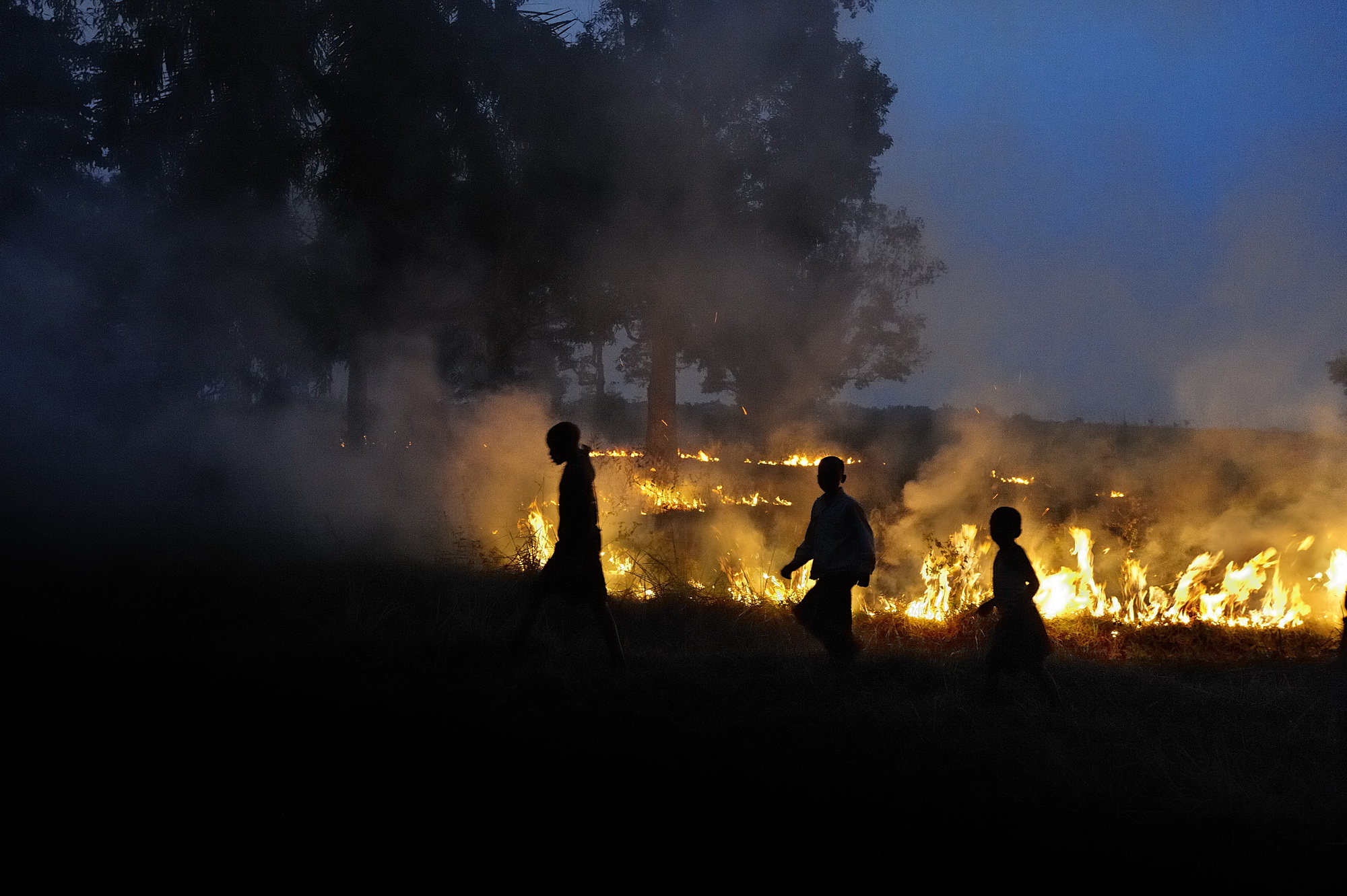 Fotó: Lóránt Attila: Felgyújtott falu határában. Kongó.