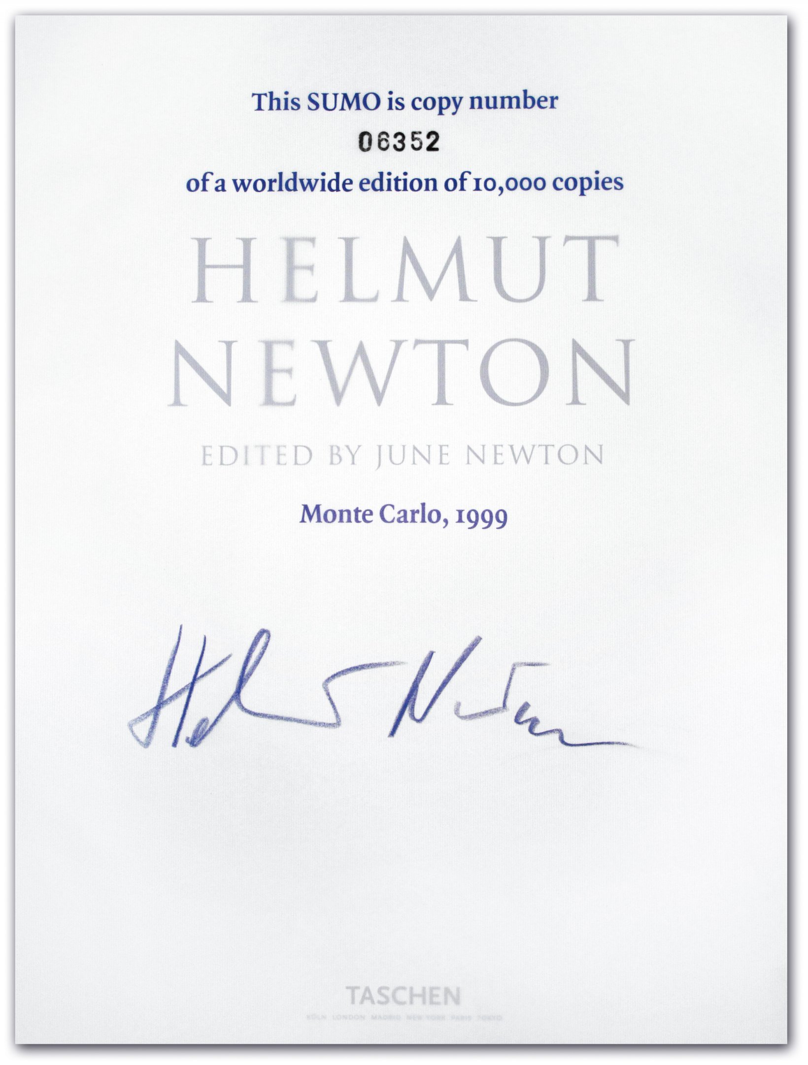 Helmut Newton: SUMO<br />Edition of 10,000<br />Helmut Newton, Philippe Starck<br />Hardcover with book stand, <br />50 x 70 cm, 464 pages<br />TASCHEN