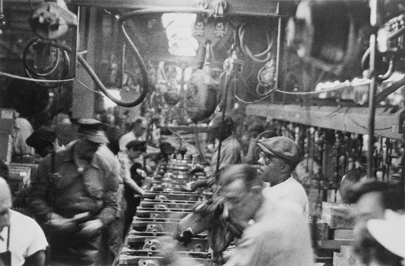 Robert Frank (American, born Switzerland, 1924)<br />Americans 50<br />Assembly line – Detroit<br />1955<br />Gelatin silver print<br />21.4 x 32.1 cm (8 7/16 x 12 5/8 in.)<br />The Museum of Modern Art, New York, Purchase, 1959<br />Photograph © Robert Frank, from The Americans