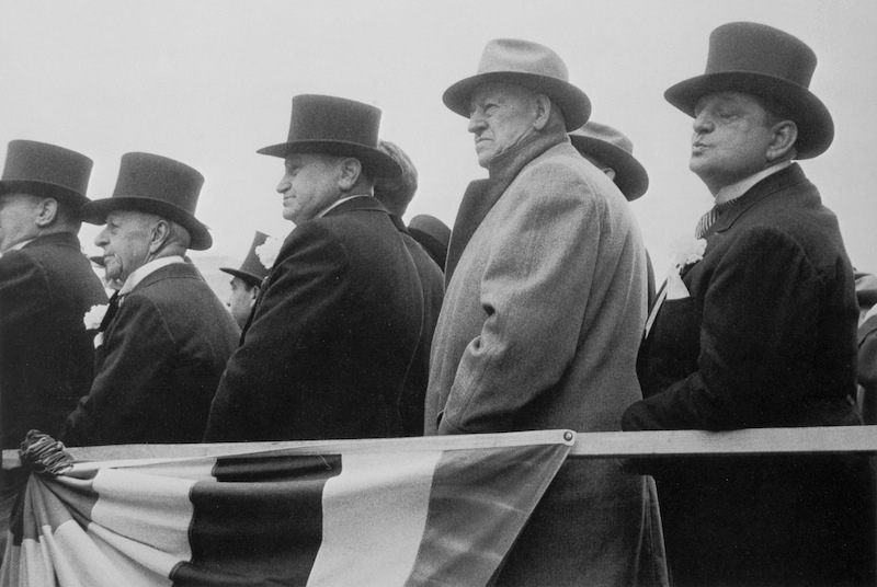 Robert Frank (American, born Switzerland, 1924)<br />Americans 2<br />City fathers – Hoboken, New Jersey<br />1955<br />Gelatin silver print<br />Image: 41.9 x 57.8 cm (16 1/2 x 22 3/4 in.)<br />Susan and Peter MacGill<br />Photograph © Robert Frank, from The Americans