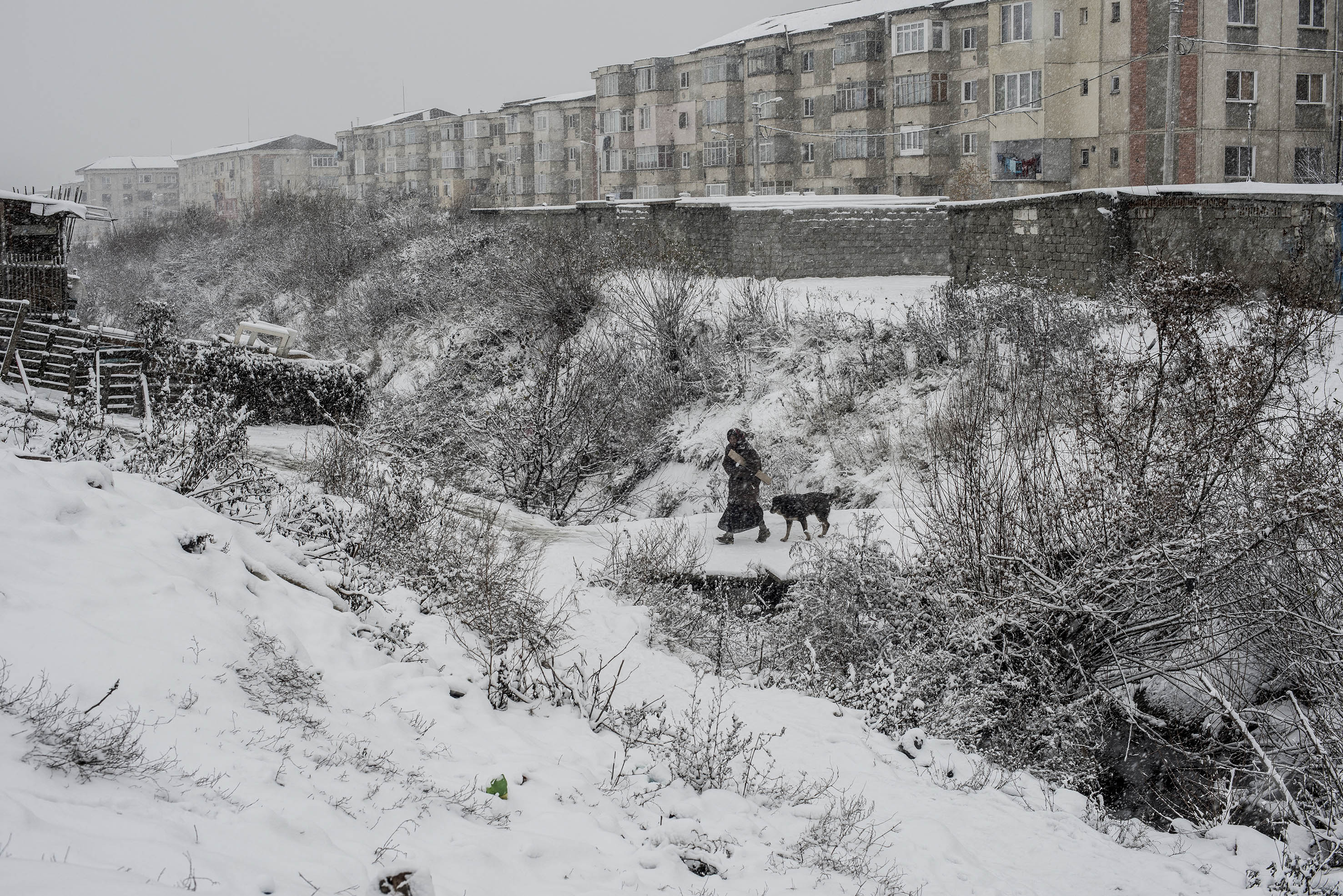 Cigány nő sétál Craicába, kezében némi tüzelővel, 2012. december<br /><br /><br />Fotó: Hajdú D. András / Magyar Sajtófotó Pályázat