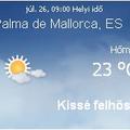 Mallorca aktuális időjárás előrejelzés, 2010. július 26.