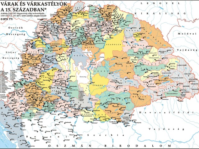 Várak és Várkastélyok a Magyar Királyságban (15. század), Térkép